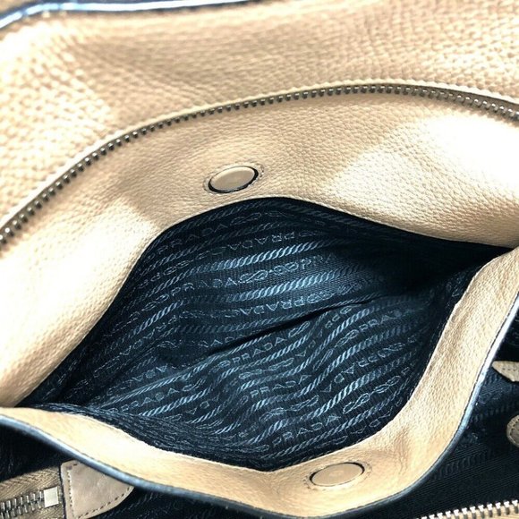 PRADA logo bag bag Tote Bag Leather Beige/SilverHardware - Picture 8 of 16